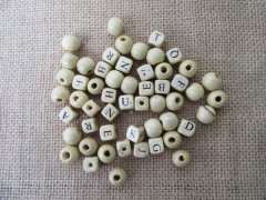 100Pcs Mixed Wooden Plain Round and Cube Alphabet Square Beads 100Pcs Mixed Wooden Plain Round and Cube Alphabet Square Beads