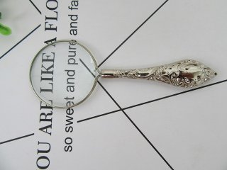 12Pc Europe Style Carving Pattern Handheld Metal Magnifier