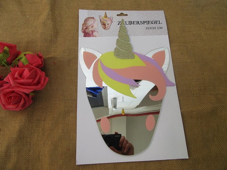 4Pcs Acrylic Cute Unicorn Shaped Mirror Creative Kids Home Decor - Click Image to Close