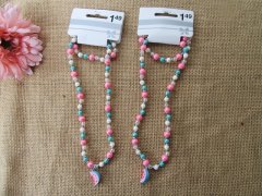 (image for) 12Set Beaded Necklace Bracelet Watermelon Pendant Set For Girls