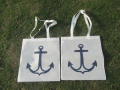 12Pcs New Non-woven White Anchor Shopping Bag Tote Bag 12Pcs New Non-woven White Anchor Shopping Bag Tote Bag