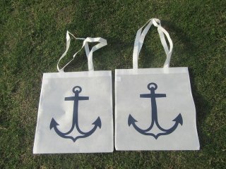 12Pcs New Non-woven White Anchor Shopping Bag Tote Bag