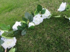 (image for) 5Pcs Luxurious White Artificial Rose Leaf Garland Vine String De