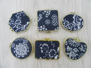 24 Blue Silk Cover Make-up Pocket Mirrors Assorted