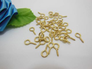 1000 Golden Plated Screw Eye Bails for Top Drilled Finding 13x6.