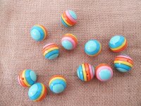 15Pcs Jumbo Rainbow Striped Beads 24mm Dia