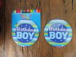 15Pcs Blue Birthday Boy Award Badge Pin Kid's Party Favors