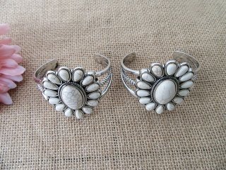 12Pcs Flower White Turquoise Bracelet Bangles Jewellery