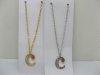 12 Silver&Golden Chain Necklace with Rhinestone Letter "C" Dangl