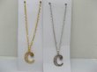 (image for) 12 Silver&Golden Chain Necklace with Rhinestone Letter "C" Dangl