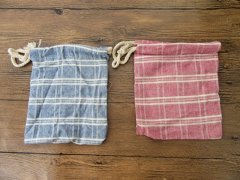 (image for) 12X Grid Hemp & Cloth Drawstring Jewelry Gift Pouches 17.5x14cm