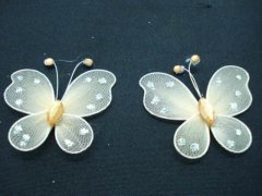 (image for) 100 Orange Glitter Butterfly Fairy Wing Charms Pendants