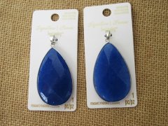 (image for) 3Pcs New Tear Shape Blue Color Gemstone Charm Pendants