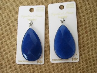 3Pcs New Tear Shape Blue Color Gemstone Charm Pendants