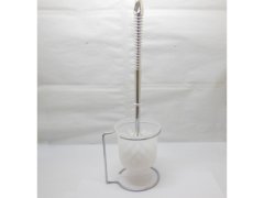 (image for) 1Pc White Toilet Cleaning Brush Set with Plastic Bowl & Handle