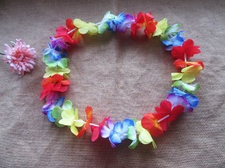 (image for) 4 x 12 Pieces Hawaiian Dress Party Flower Leis/Lei 6.5cm Dia