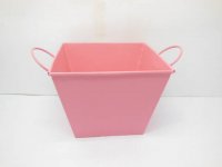 10X Square Metal Bucket with Handles for Wedding Favor - Pink