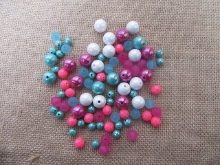 2Packets X 140Grams Blue Pink White Loose Beads Retail Package