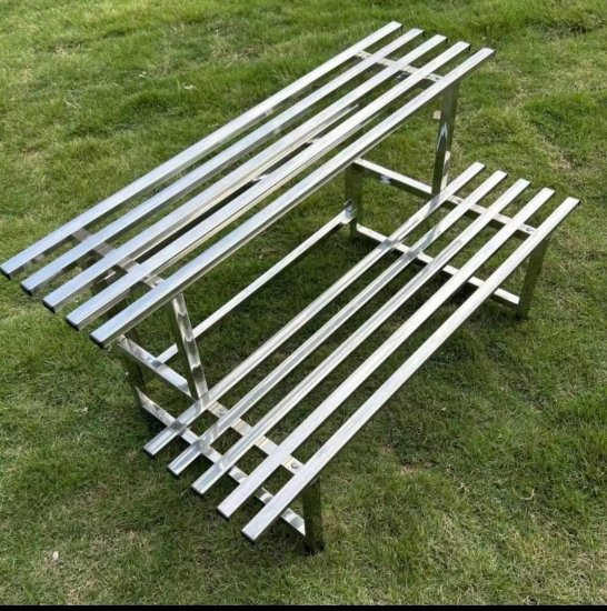2 Tier Garden Metal Steel Pots Plant Stair Stand Rack Shelves 12 - Click Image to Close
