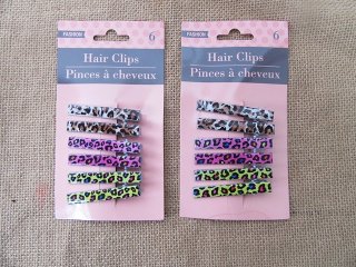 1Sheet x 6pcs Leopard Pattern Hair Clips for Girls bh-ha-ch961 (image for) 1Sheet x 6pcs Leopard Pattern Hair Clips for Girls bh-ha-ch961