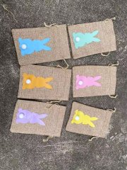 (image for) 24Pcs Easter Bunny Burlap Gift Bags Drawstring Pouches Treat Bags