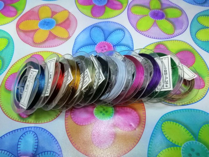 10 Rolls X 10Meters Tiger Tail Beading Wire 0.38mm Mixed Color - Click Image to Close