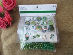 (image for) 1Set St Patricks Day Party Gift W/15 Tattoos 15 Pins 15 Necklace