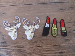(image for) 50Pcs Deer Lipstick Sew On Patch Badge Fabric Clothes Craft Stic