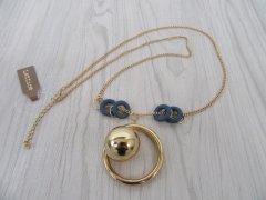 (image for) 3x5Pcs Gloden Color Hollow Ball Pendant Sweater Chain Necklace W