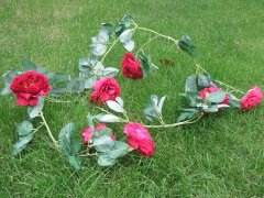 (image for) 4Pcs 7 Flower Head Artificial Red Peony Leaf Garland Vine String