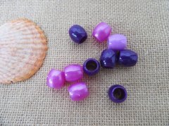 (image for) 24Sheets x 24Pcs Purple Barrel Pony Beads Dreadlock Bead