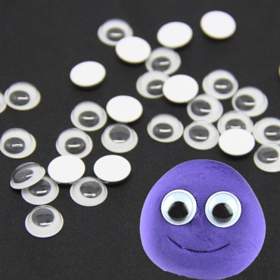 200 Black Self-Adhesive Joggle Eyes/Movable Eyes for Crafts 15mm - Click Image to Close