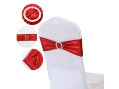 (image for) 10Pcs Shiny Red Sashes Chair Wider Bow Wedding Venue Banquet