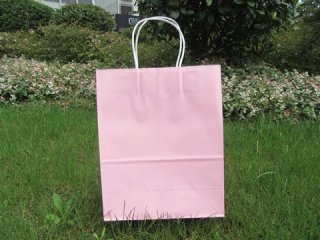 48 Bulk Kraft Paper Gift Carry Shopping Bag 33x26x12cm Pink