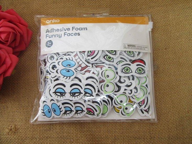 4Packs Adhesive Foam Glitter Letters or Funny Faces Sticker - Click Image to Close