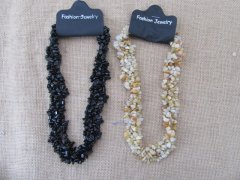 6Pcs Genstone Chips Necklace 48cm Long Assorted