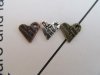 200Pcs Alloy Flat Heart Beads Charms Pendants Assorted Wholesale