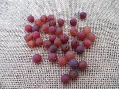 300Pcs Round Red Frosted Gemstone Beads 10mm