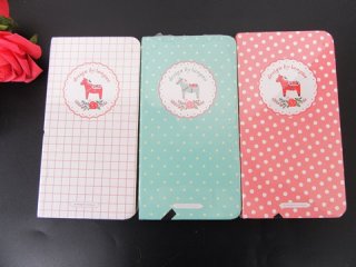 3Pcs Blank Kraft & White Pony Unicorn Pattern Notebooks Memo Pad