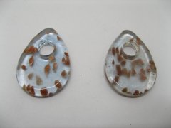 10Pcs 44mm Golden Foil Blue Teardrop Glass Pendants