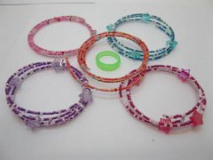 20 Sets Glass Beads Wrap Bracelets & Rings Sets