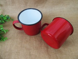 6Pcs New Red Enamel Mug Camping Cups 8cm dia