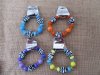 12Pcs Elastic Zebra Printed Beads Beaded Bracelets Assorted