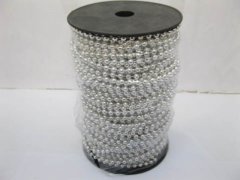 1Roll X 50Yds Silver Color Ball Beaded Plastic Chain Craft 4mm