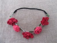 12Pcs Elastic Wide Head Band with Foam Rose Flower