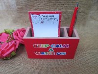 1Set Pencil Holder with Ballpoint Pen & Notepad Desk Organizer