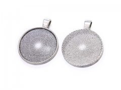 20Pcs Round Metal Silver Pendant Cabochon Settings