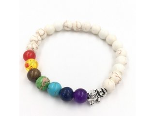12Pcs Healing White Turo Bead Yoga Bracelet 7 Gemstone Chakra