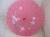 1X Pink Oriental Parasol Cloth Umbrella Floral Pattern
