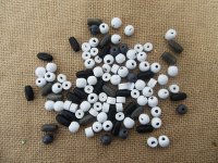 250Grams Black White Wooden Loose Beads Crafts Jewellery Making